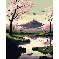 8" x 10" Mountain Cherry Blossoms Paint-by-Number Kit with Wood Display Hanger by Artist's Loft®
