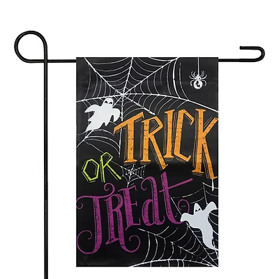 12.5" x 18" Spider Webs & Ghosts Trick or Treat Outdoor Garden Flag