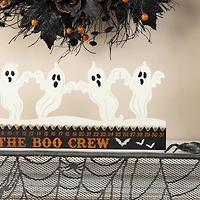 Glitzhome® 18"L Halloween Wooden & Metal White Ghost Silhouette Countdown Table Sign