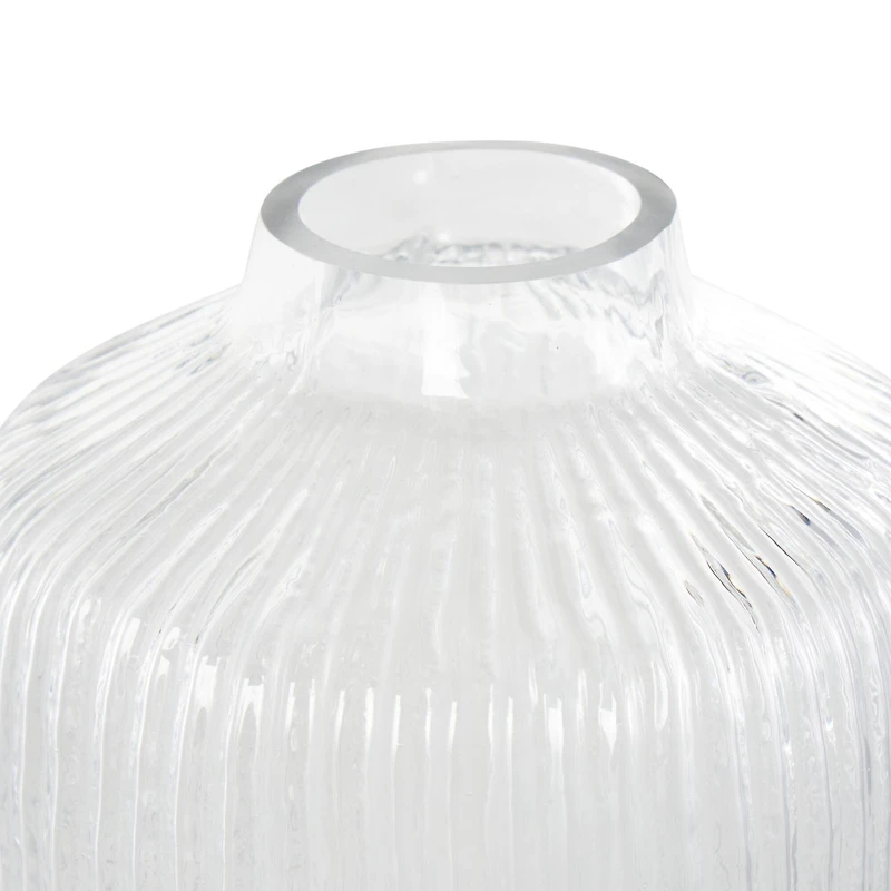 11" Clear Glass Ribbed Fluted Decorative Vase