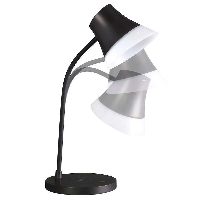 OttLite Wellness Series 17" Black Shine LED Desk Lamp with Wireless Charging