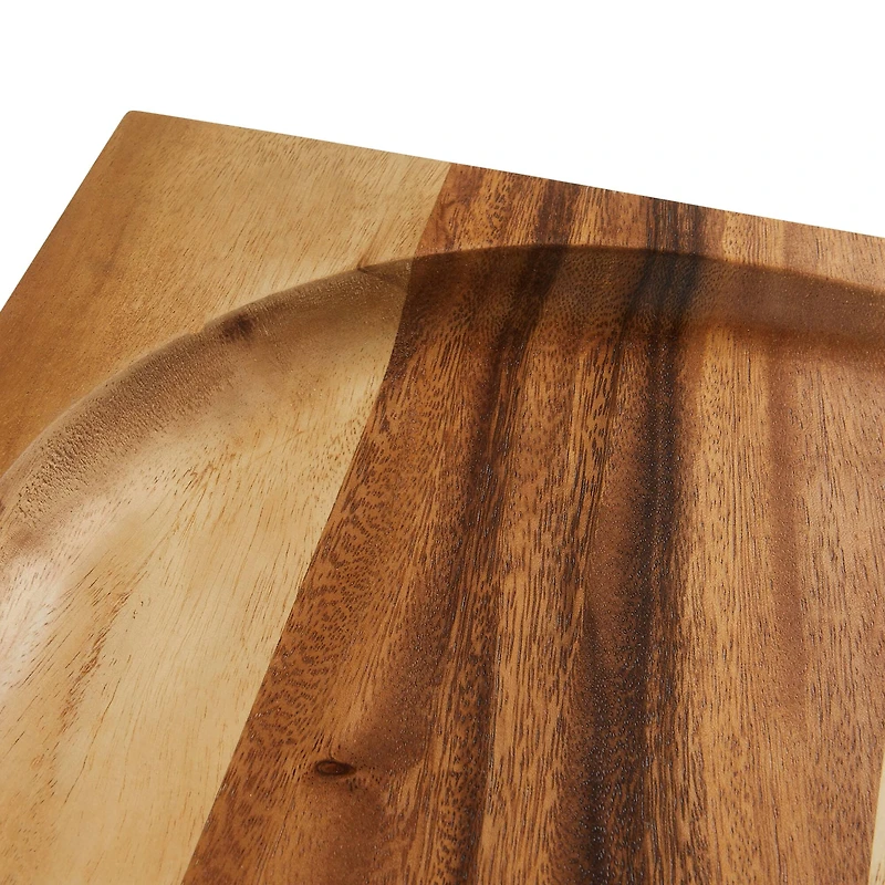 Hello Honey® 24" Natural Footed Wood Serving Tray with Raised Edge