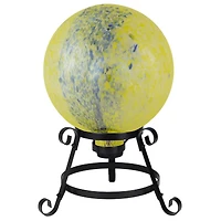 10" Yellow and Blue Reflective Speckled Glass Garden Gazing Ball
