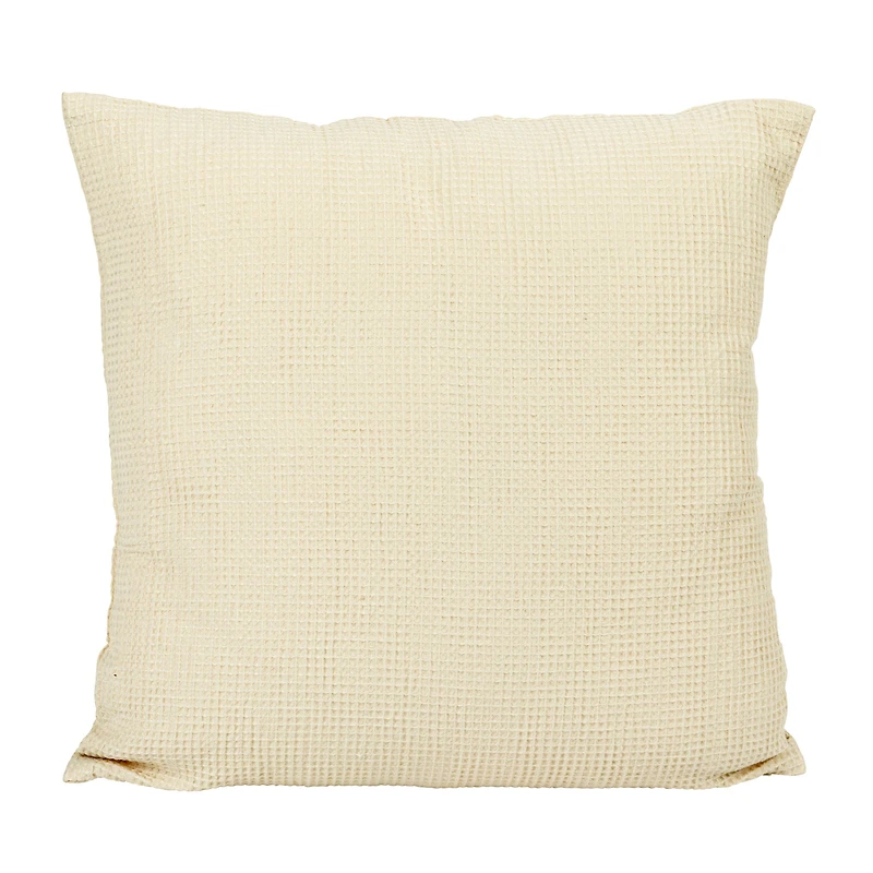 Hello Honey® Cream Woven Linen & Cotton Waffle Pillow