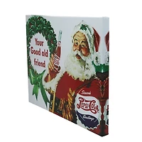 LED Back Lit Red & Green Santa Claus Pepsi Christmas Wall Art