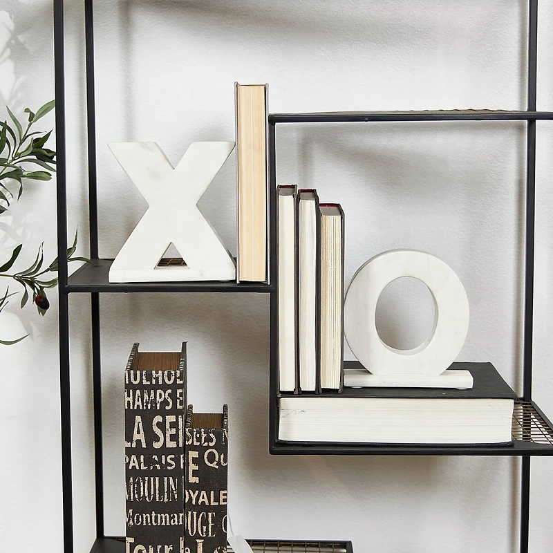 Marble X & O Bookends Set