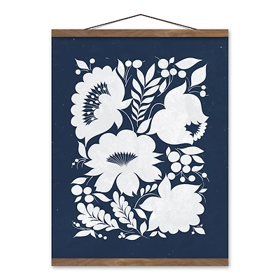 Ukrainian Floral Pattern 16" x 20" Teak Hanging Canvas