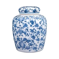 Hello Honey® 8'' Blue & White Ceramic Ginger Jar with Lid
