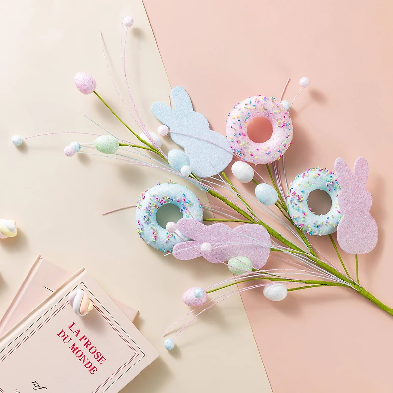 Glitzhome® 28" Easter Glitter Egg, Bunny & Donuts Picks Set