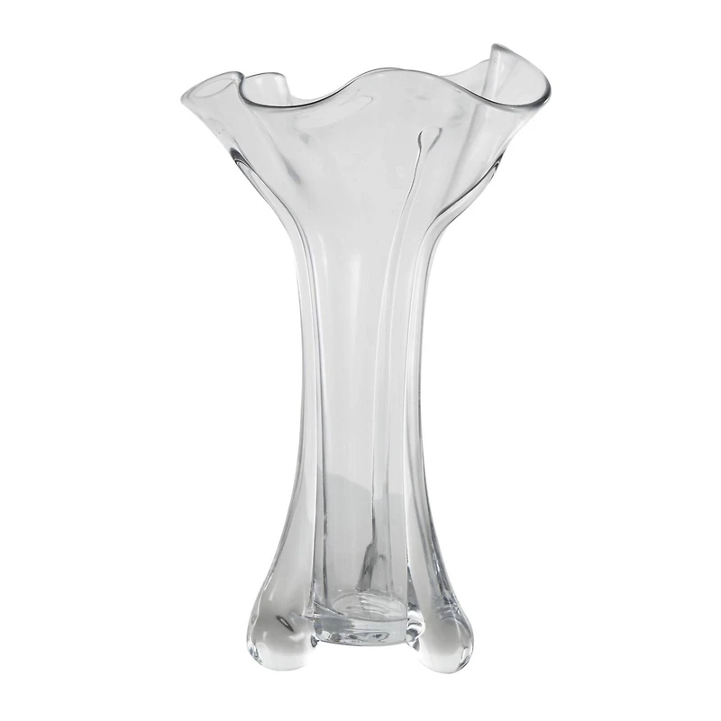 Clear Abstract Fluted Tulip Glass Vase