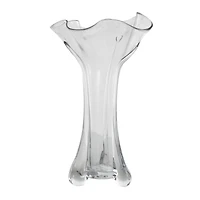 Clear Abstract Fluted Tulip Glass Vase