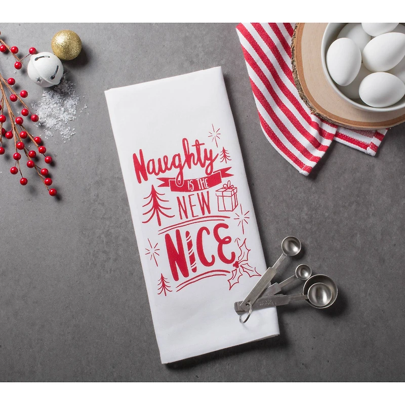 DII® Assorted Naughty Nice Holiday Printed Dishtowel Set