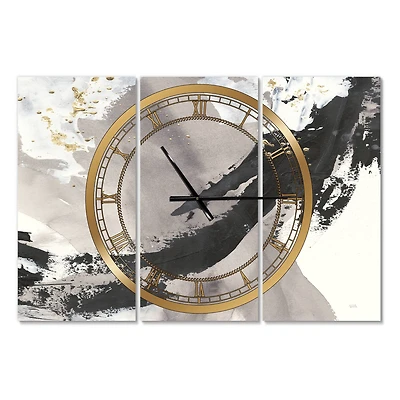 Designart Glam Painted Arcs III Modern 3 Panel Wall Clock