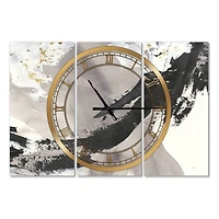 Designart Glam Painted Arcs III Modern 3 Panel Wall Clock