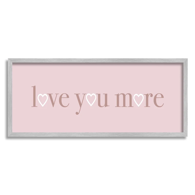 Stupell Industries Soft Pink Love You More Phrase Heart Shapes in Frame Wall Art