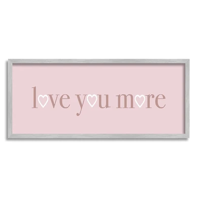 Stupell Industries Soft Pink Love You More Phrase Heart Shapes in Frame Wall Art