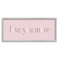 Stupell Industries Soft Pink Love You More Phrase Heart Shapes in Frame Wall Art