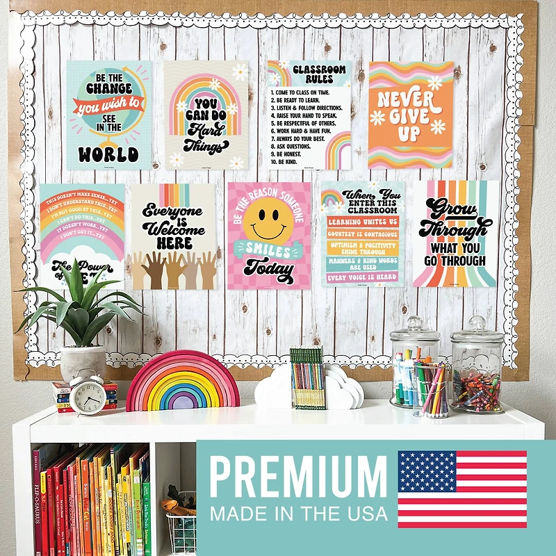 Hadley Designs 11" x 14" Retro Growth Mindset Classroom Décor Posters Set