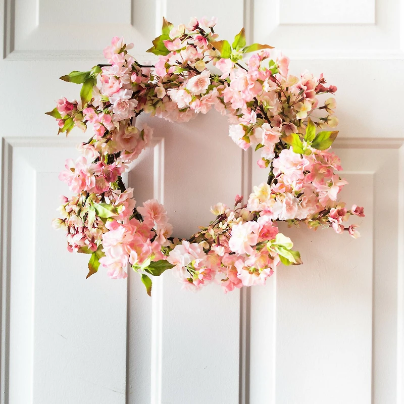 24" Pink Cherry Blossom Wreath