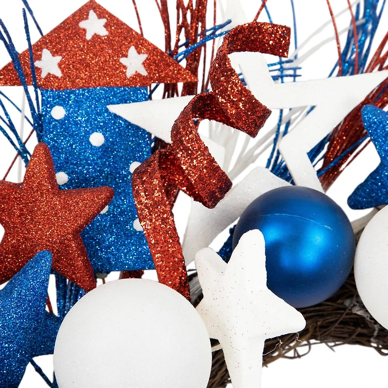 22" Glittered Stars & Rockets Patriotic Wreath