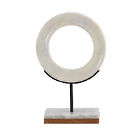 CosmoLiving by Cosmopolitan 14" White Geometric Marble Sculpture