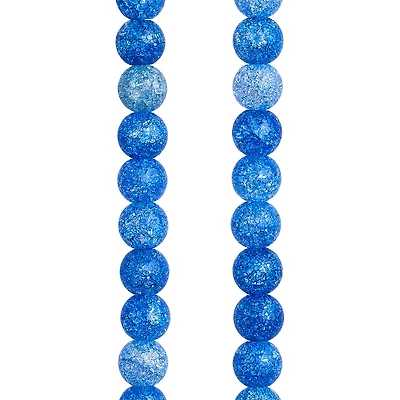 12 Pack: Blue Crackle Quartz Round Beads, 6mm by Bead Landing™