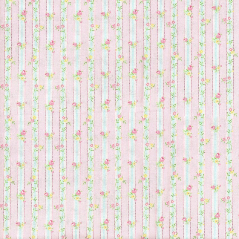Fabric Traditions Floral Stripe Cotton Fabric