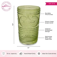Kate Aspen® 13oz. Beaded Floral Green Drinking Glasses, 6ct.