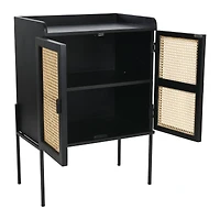 Hello Honey® 3ft. Black Bar Cabinet with Natural Woven Cane Details