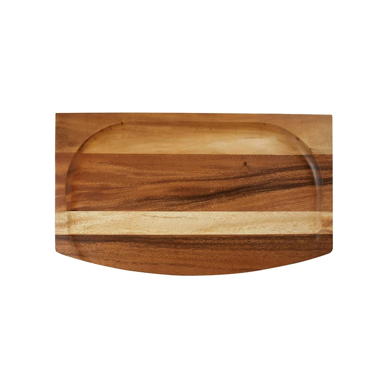Hello Honey® 24" Natural Footed Wood Serving Tray with Raised Edge