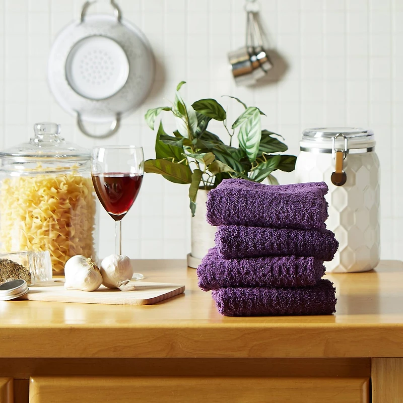 DII® Solid Eggplant Waffle Terry Dishtowel, 4ct.