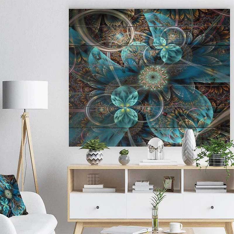 Designart - Fractal Blue Flowers