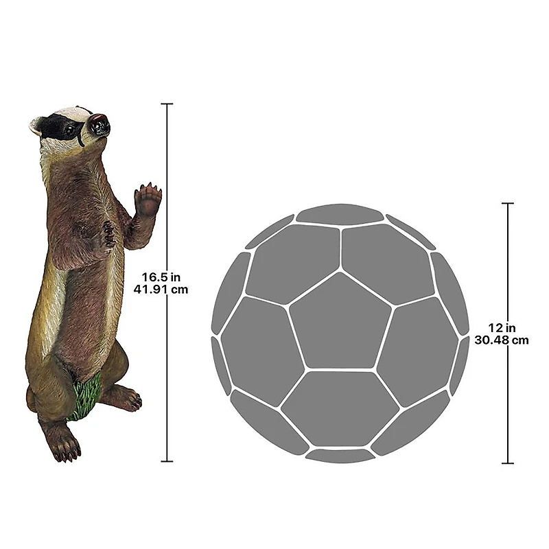 16" Design Toscano Standing Badger Statue