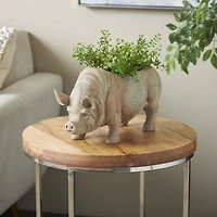 16" Distressed Light Brown Pig Planter