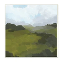 Stupell Industries Thick Green Meadow Landscape Cloudy Hazy Sky,12" x 12"