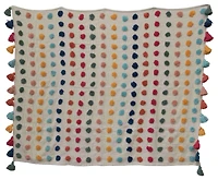 Hello Honey® Woven Cotton Throw with Tufted Dots and Tassels
