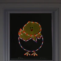 17" Yellow Lighted Hatching Baby Chick in Egg Easter Window Silhouette