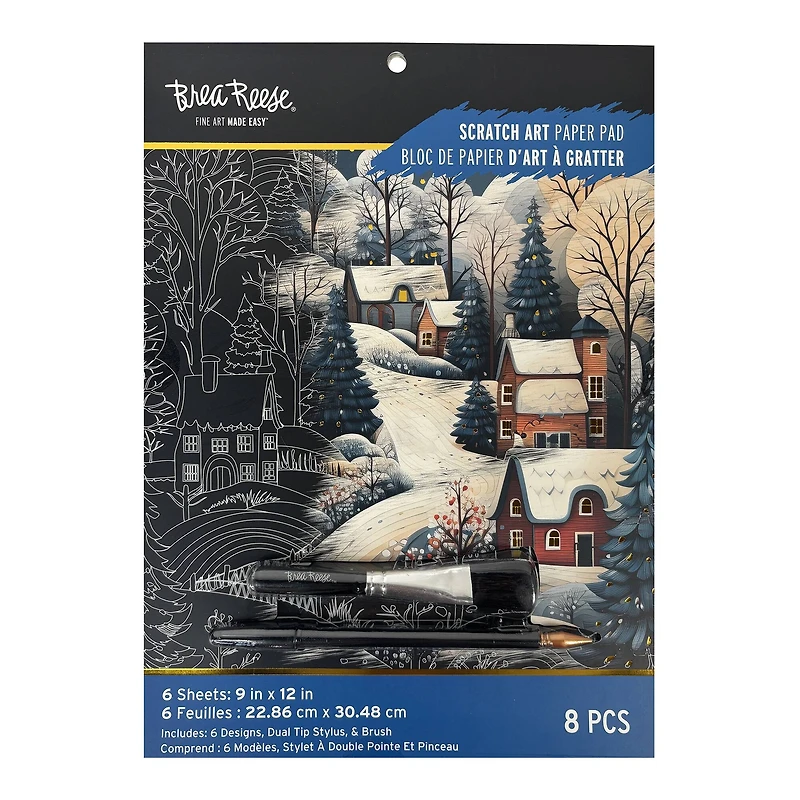Brea Reese™ 9" x 12" Winter Village Scratch Art Paper Pad