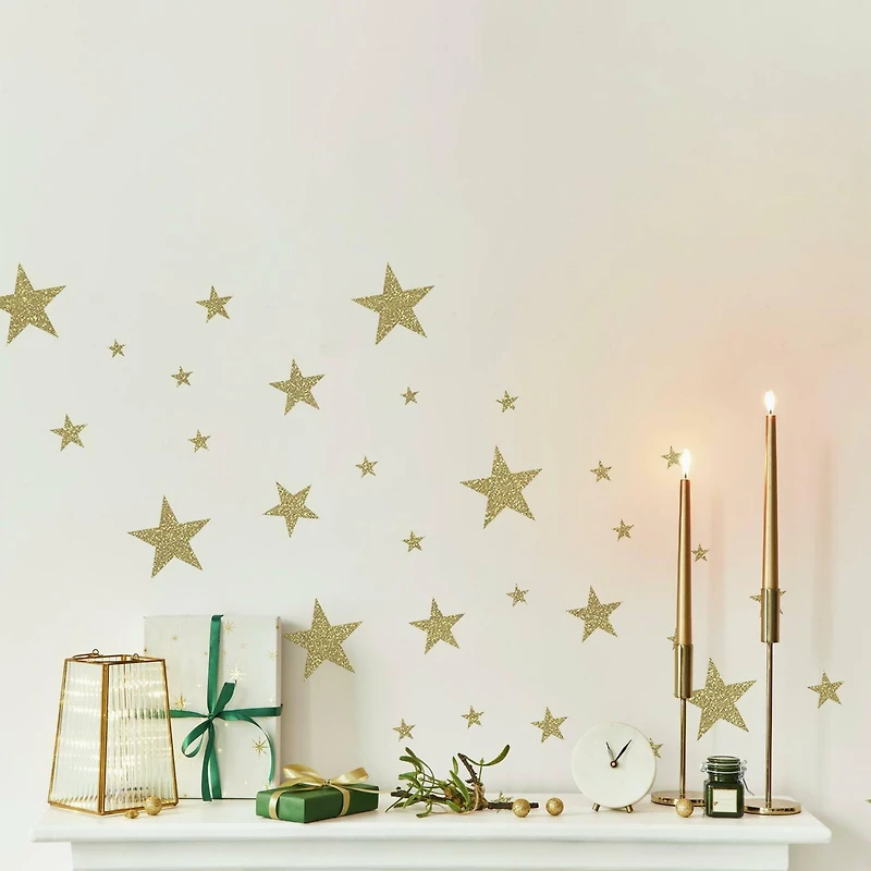 RoomMates Glitter Twinkle Stars Peel & Stick Wall Decals