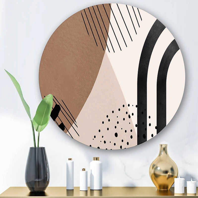 Designart - Abstract Shapes in Terracotta and Ivory Shapes I