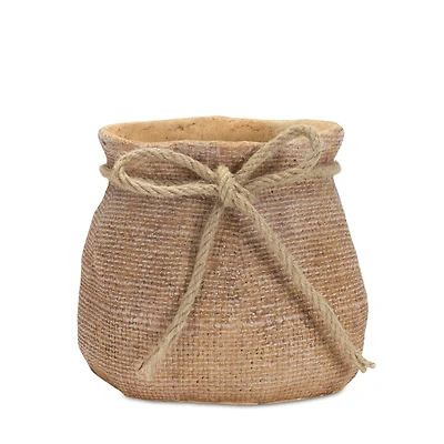 7" Cement Burlap Bag Vase