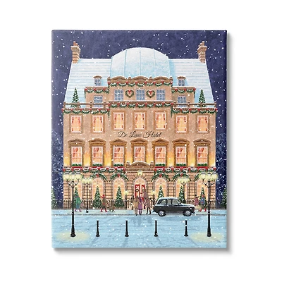 Stupell Industries Winter Hotel Christmas Festival Canvas Wall Art