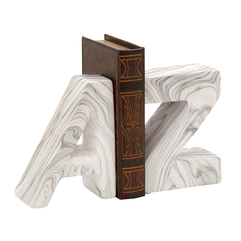 CosmoLiving by 8" Cosmopolitan Contemporary A & Z Dolomite Bookend Set