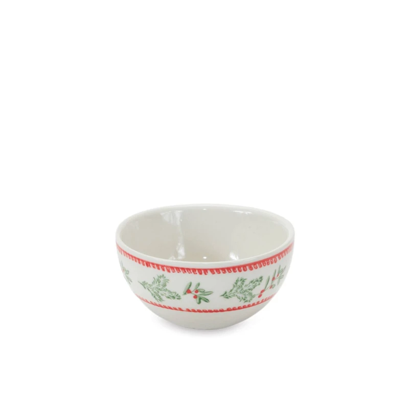 Mistletoe & Pine Holiday Stoneware Bowl Set, 3.5", 5" & 6.75"