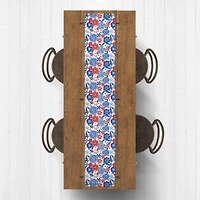 Red White and Blue Florals Cotton Twill Runner