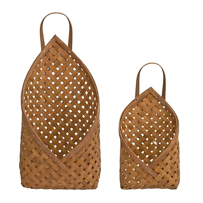Woven Bamboo Basket Wall Pocket Set