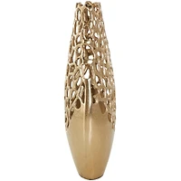 15" Gold Aluminum Vase with Freeform Open Lattice