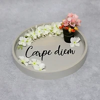 Elegant Designs™ 13.8" Round Carpe Diem Serving Tray with Handles