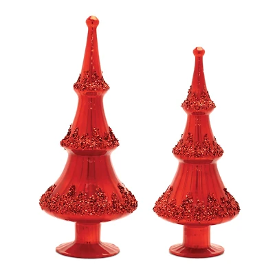 Red Beaded Glass Holiday Tree Set