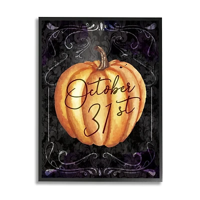 Stupell Industries October 31st Halloween Pumpkin Framed Giclee Art